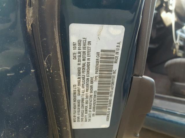 4S3BD4352W7206125 - 1998 SUBARU LEGACY L GREEN photo 10