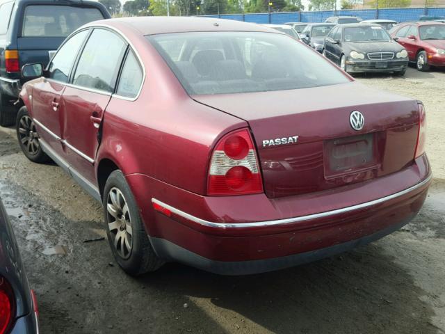 WVWPD63B53P264314 - 2003 VOLKSWAGEN PASSAT GLS MAROON photo 3