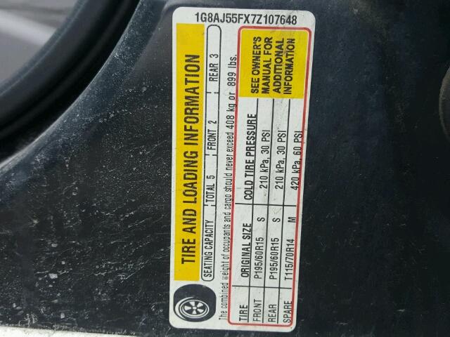 1G8AJ55FX7Z107648 - 2007 SATURN ION LEVEL 白色 照片 10