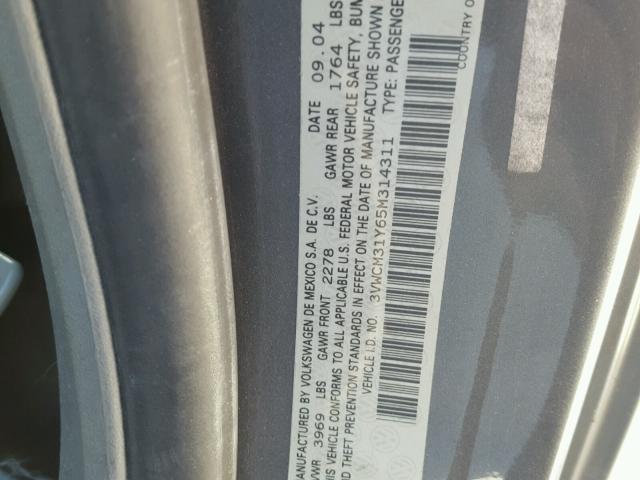 3VWCM31Y65M314311 - 2005 VOLKSWAGEN NEW BEETLE 灰色 照片 10