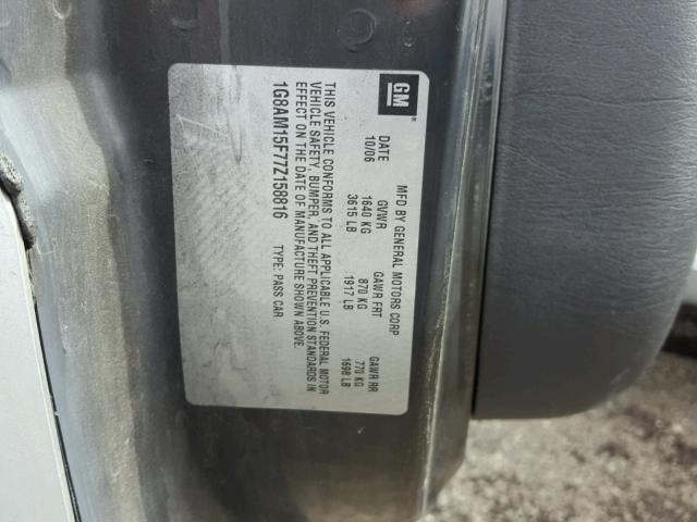 1G8AM15F77Z158816 - 2007 SATURN ION LEVEL SILVER photo 10