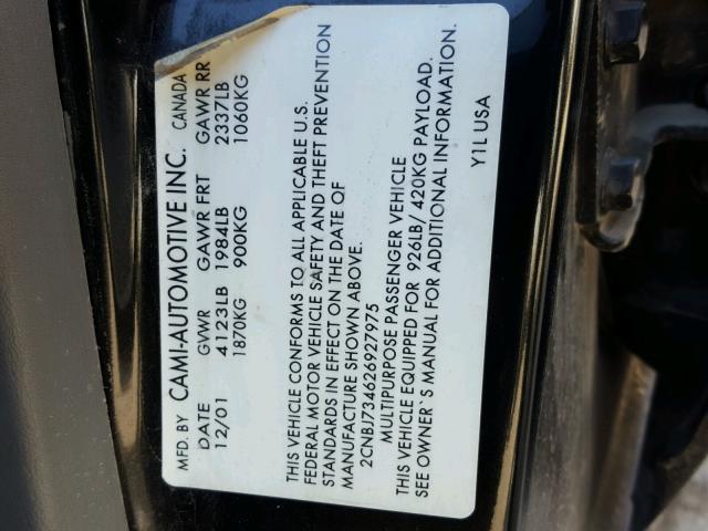 2CNBJ734626927975 - 2002 CHEVROLET TRACKER ZR BLACK photo 10