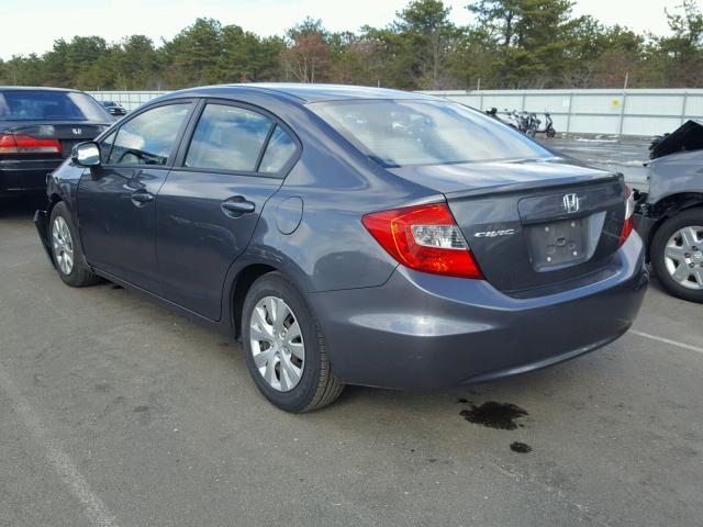 19XFB2F54CE370141 - 2012 HONDA CIVIC LX GRAY photo 3