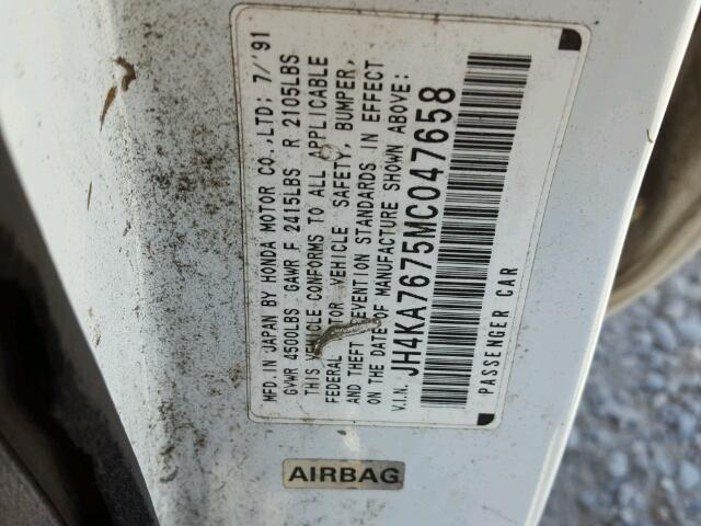 JH4KA7675MC047658 - 1991 ACURA LEGEND LS WHITE photo 10