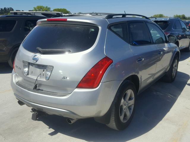 JN8AZ08T93W106882 - 2003 NISSAN MURANO SL SILVER photo 4