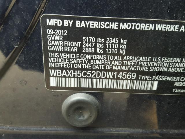WBAXH5C52DDW14569 - 2013 BMW 528 XI BLUE photo 10