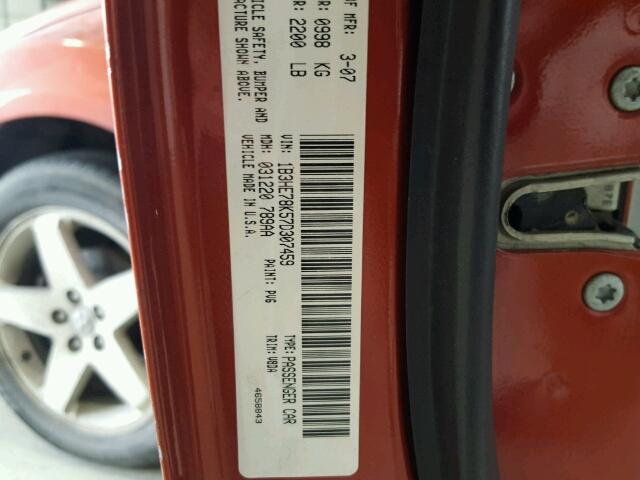 1B3HE78K57D307459 - 2007 DODGE CALIBER ORANGE photo 10