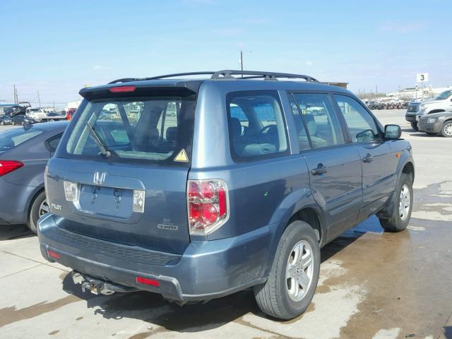 5FNYF18167B025467 - 2007 HONDA PILOT LX BLUE photo 4