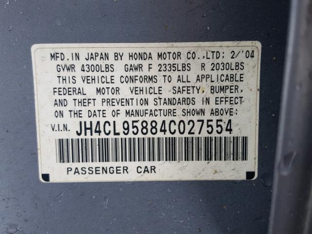 JH4CL95884C027554 - 2004 ACURA TSX BLUE photo 10