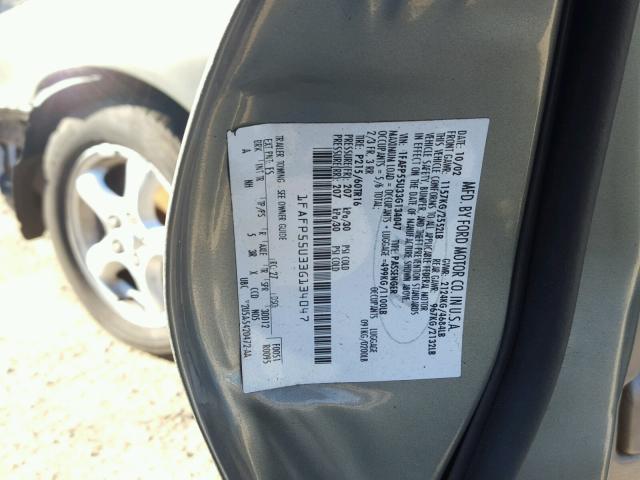 1FAFP55U33G134047 - 2003 FORD TAURUS SES GRAY photo 10