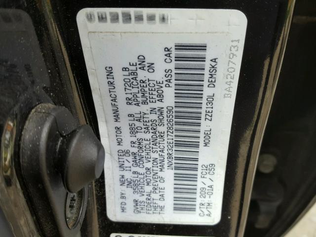 1NXBR32E17Z826590 - 2007 TOYOTA COROLLA CE BLACK photo 10