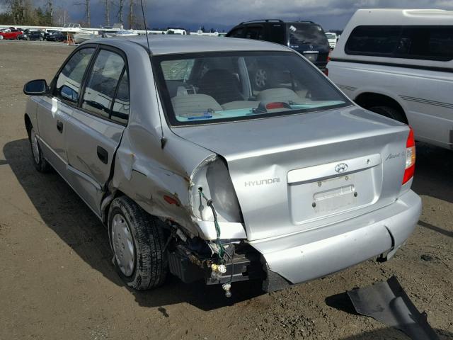 KMHCG45C41U218113 - 2001 HYUNDAI ACCENT GL SILVER photo 3