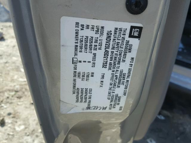 1GNDV23L45D217532 - 2005 CHEVROLET UPLANDER L 灰色 照片 10