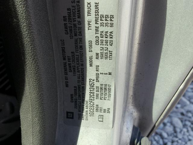 1GCESCFE2C8124572 - 2012 CHEVROLET COLORADO L SILVER photo 10