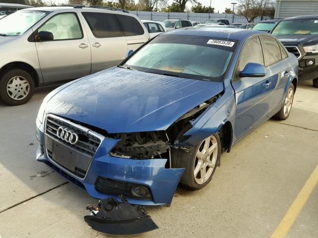 WAULF78K19N038263 - 2009 AUDI A4 2.0T QU BLUE photo 2