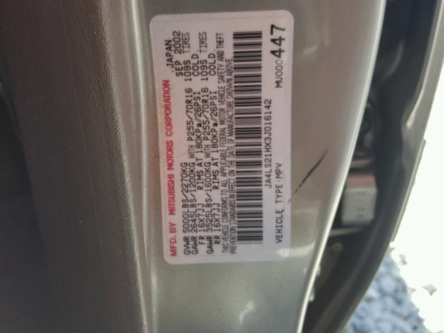 JA4LS21HX3J016142 - 2003 MITSUBISHI MONTERO SP GRAY photo 10