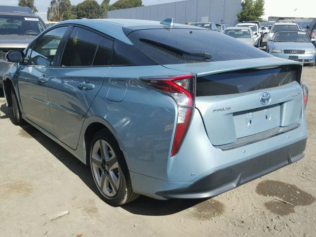 JTDKARFU0G3514427 - 2016 TOYOTA PRIUS BLUE photo 3