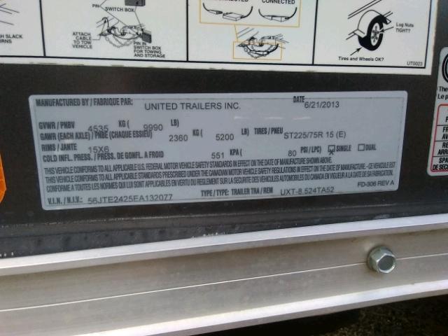 56JTE2425EA132077 - 1984 UTILITY TRAILER GRAY photo 10