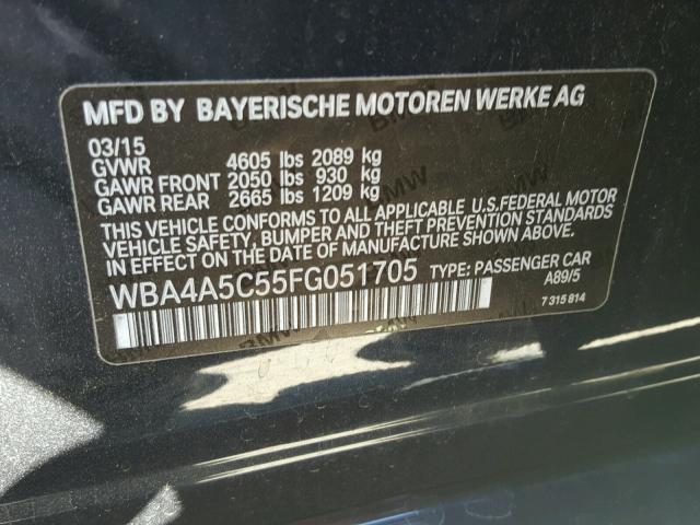 WBA4A5C55FG051705 - 2015 BMW 428 I BLUE photo 10