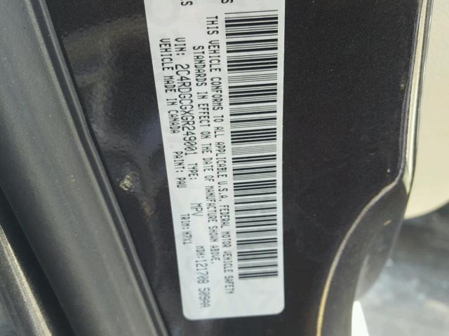 2C4RDGCGXGR249001 - 2016 DODGE GRAND CARA GRAY photo 10