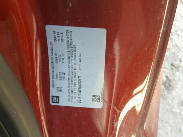 2G1FT1EW4A9222271 - 2010 CHEVROLET CAMARO SS Burdeos foto 10