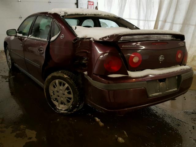 2G1WF52E239211461 - 2003 CHEVROLET IMPALA MAROON photo 3