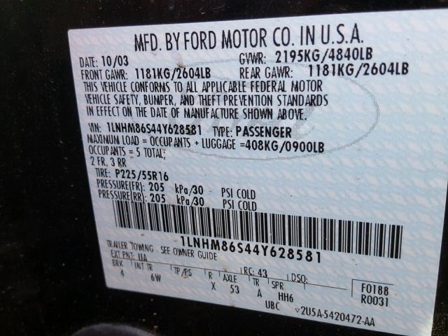 1LNHM86S44Y628581 - 2004 LINCOLN LS 黑色 照片 10