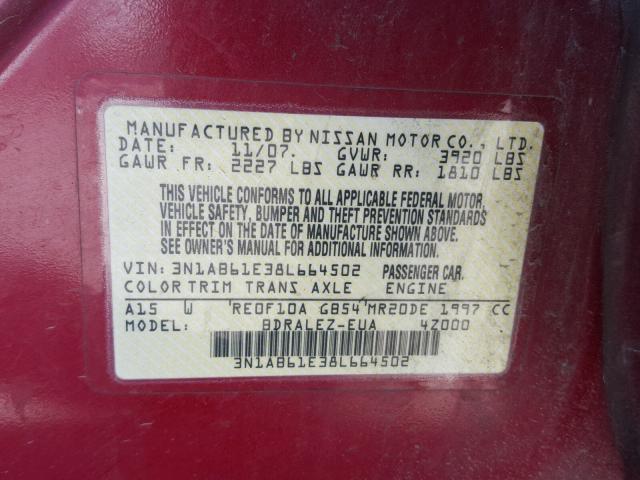 3N1AB61E38L664502 - 2008 NISSAN SENTRA 2.0 RED photo 10