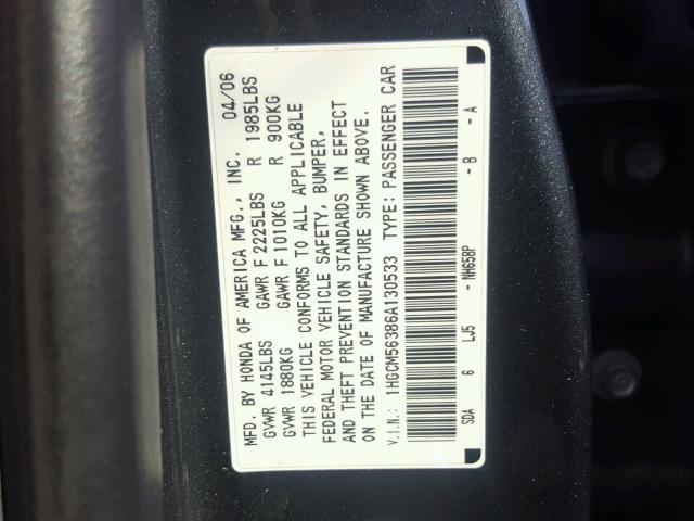 1HGCM56386A130533 - 2006 HONDA ACCORD SE BLUE photo 10