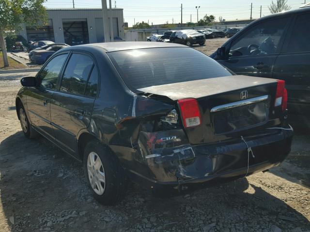 2HGES16553H534217 - 2003 HONDA CIVIC LX BLACK photo 3