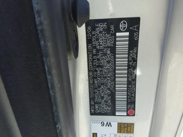 JTKDE167070200697 - 2007 TOYOTA SCION TC 灰色 照片 10