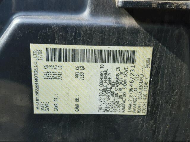 1N4AL21E79N467231 - 2009 NISSAN ALTIMA 2.5 GRAY photo 10