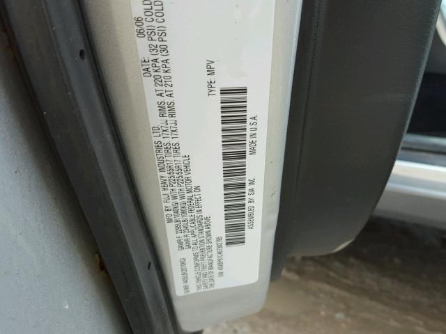 4S4BP61C467362795 - 2006 SUBARU LEGACY OUT SILVER photo 10