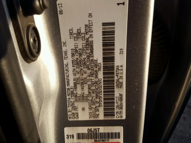 5TFDY5F15EX327693 - 2014 TOYOTA TUNDRA CRE GRAY photo 10