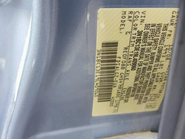 3N1BC13E19L409060 - 2009 NISSAN VERSA S BLUE photo 10