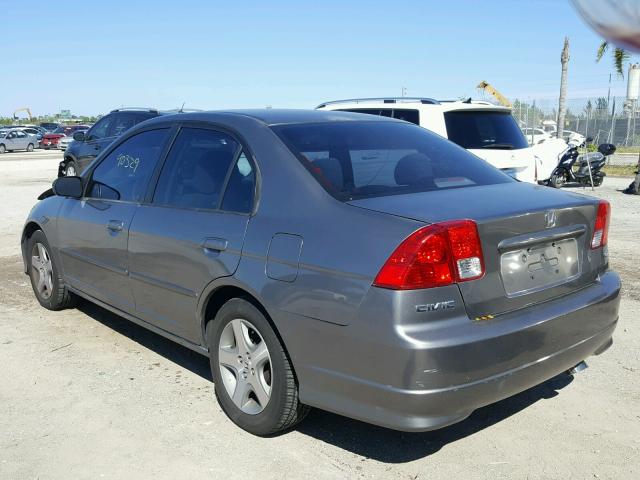 2HGES26785H574284 - 2005 HONDA CIVIC EX GRAY photo 3