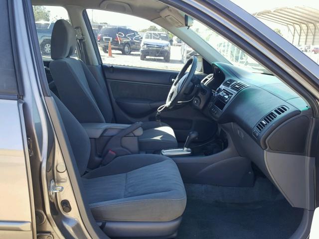 2HGES26785H574284 - 2005 HONDA CIVIC EX GRAY photo 5