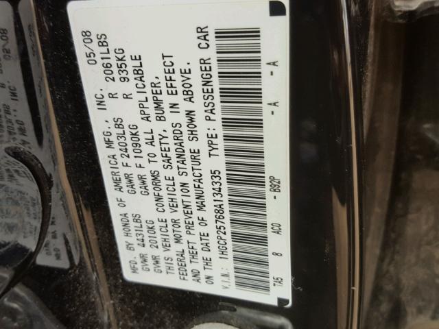 1HGCP25768A134335 - 2008 HONDA ACCORD EX BLACK photo 10