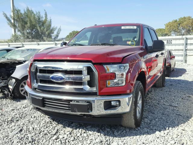 1FTEW1EFXHFC37496 - 2017 FORD F150 SUPER RED photo 2