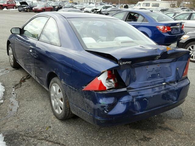 1HGEM22911L056550 - 2001 HONDA CIVIC SI BLUE photo 3