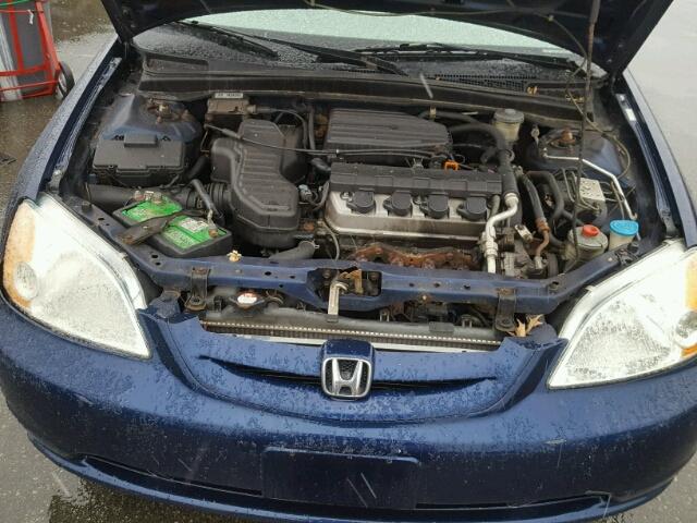 1HGEM22911L056550 - 2001 HONDA CIVIC SI BLUE photo 7