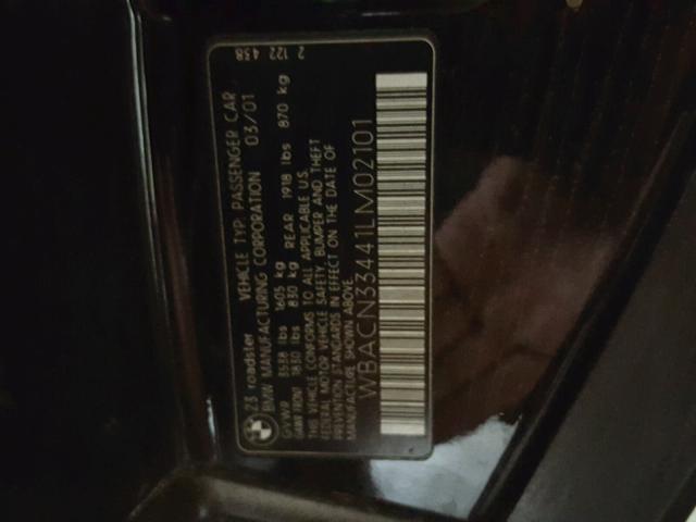 WBACN33441LM02101 - 2001 BMW Z3 2.5 أسود صورة 10