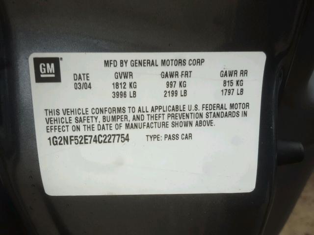 1G2NF52E74C227754 - 2004 PONTIAC GRAND AM S Boz foto 10