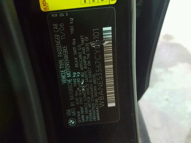 WBANE53567CY05101 - 2007 BMW 525 I BLACK photo 10