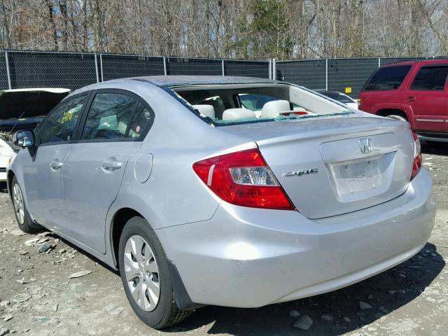 19XFB2F57CE314629 - 2012 HONDA CIVIC LX SILVER photo 3