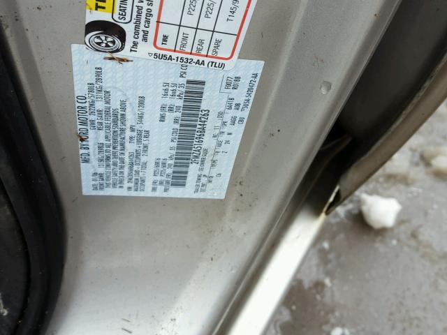 3FMZA51696BA44263 - 2006 FORD FREESTAR S GRAY photo 10