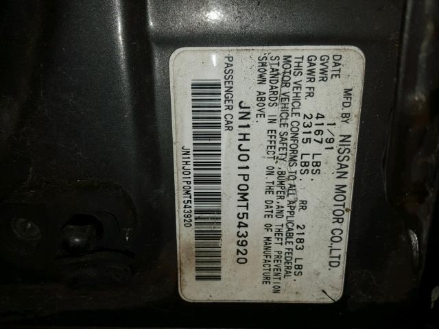 JN1HJ01P0MT543920 - 1991 NISSAN MAXIMA CHARCOAL photo 10