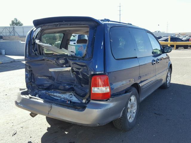 KNDUP132256691312 - 2005 KIA SEDONA EX BLUE photo 4