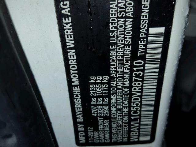 WBAVL1C55DVR87310 - 2013 BMW X1 XDRIVE2 WHITE photo 10