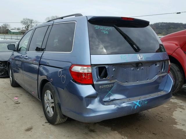 5FNRL38797B003704 - 2007 HONDA ODYSSEY EX BLUE photo 3